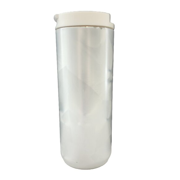 Starbucks White Pearl Brushed Feather Pattern Stainless Steel Tumbler Mug 12oz - Picture 2 of 10